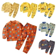 FJUCHAI Long Sleeve Bottoming Shirt Set for Kids Boys Girls Soft Cozy Loungewear Outfit Toddler Versatile Underwear Sets for 6M-7Y